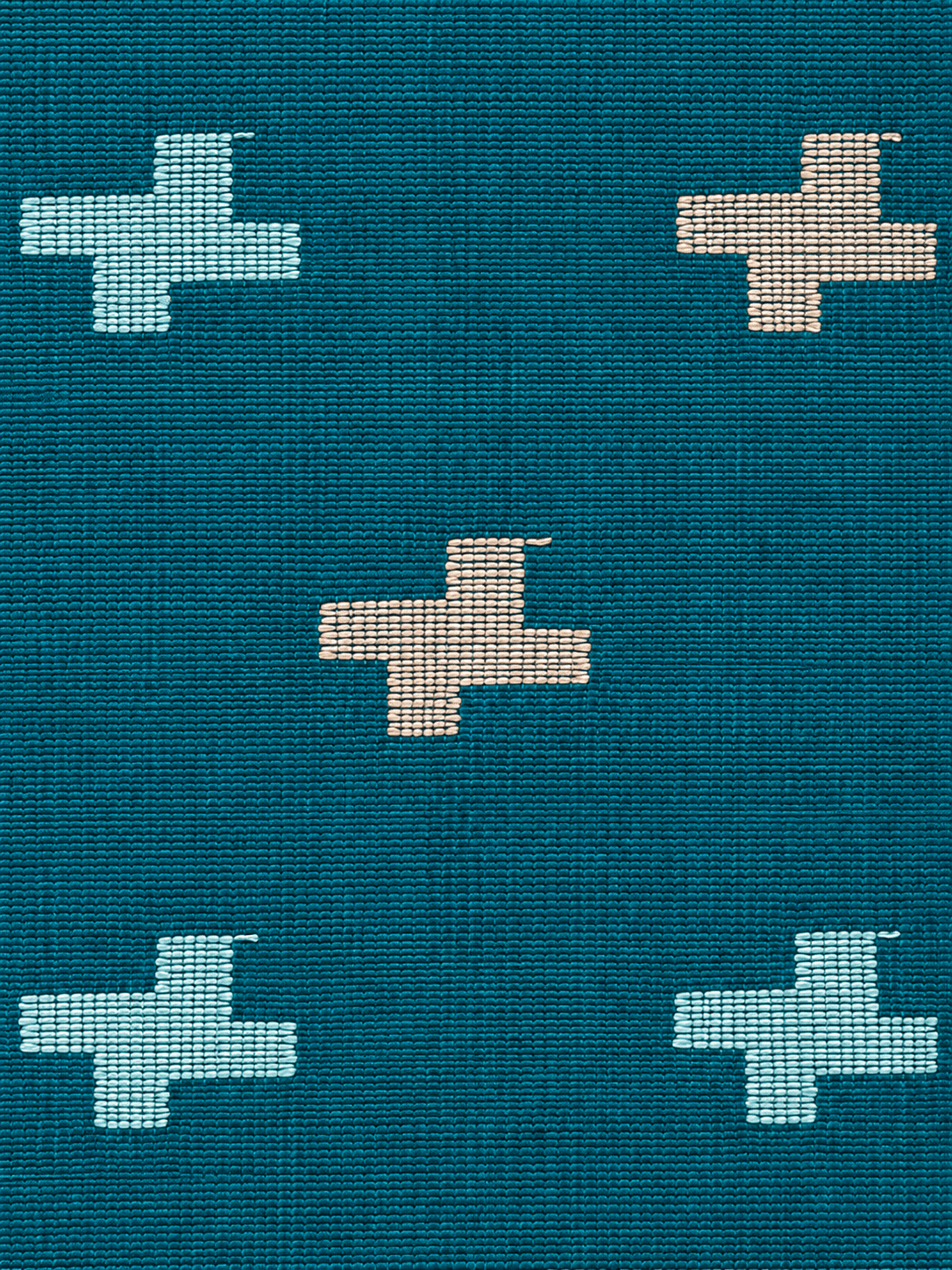Close-up of the weave on the Teal, Stepped Cross