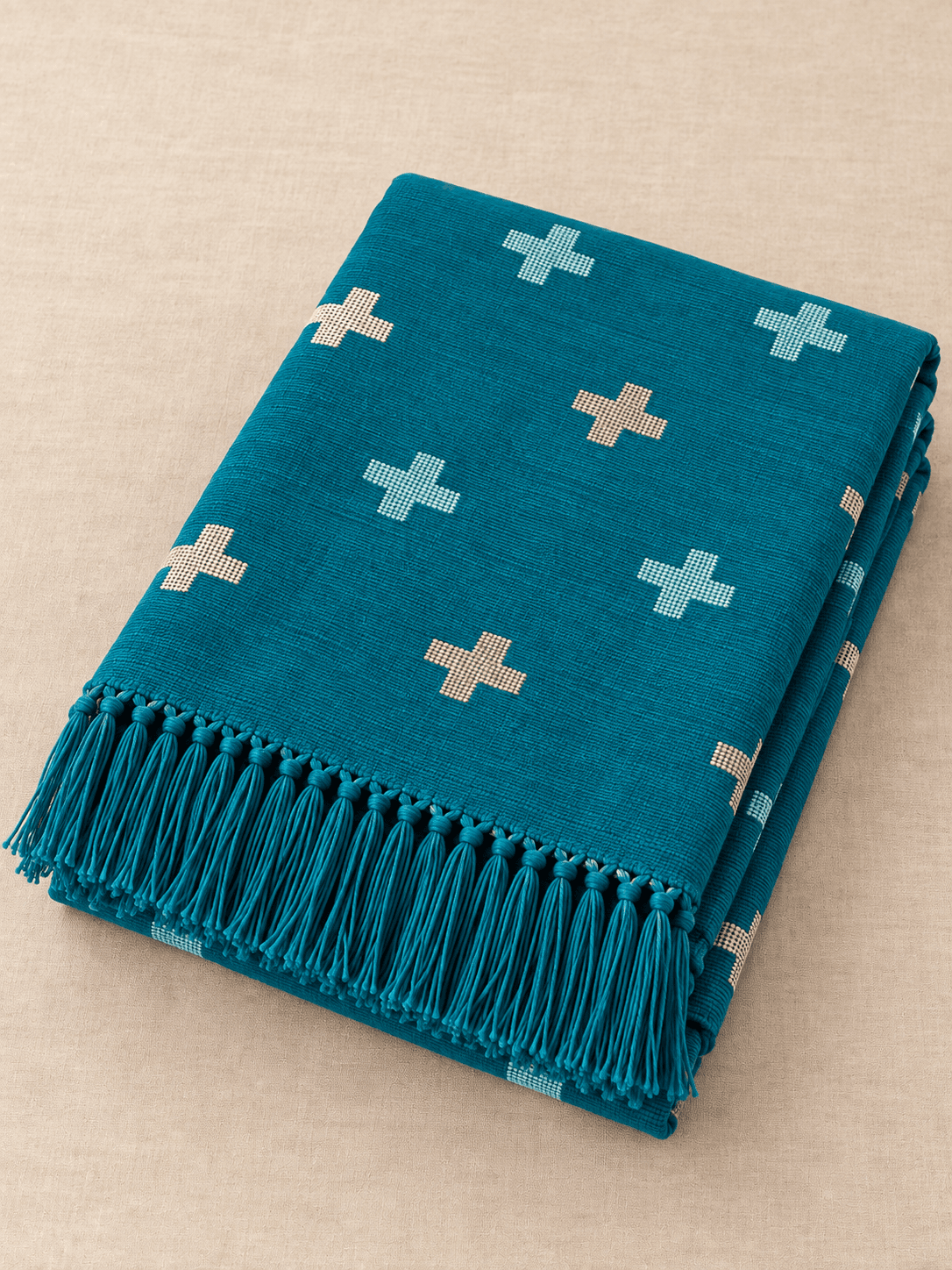 Teal, Stepped Cross folded