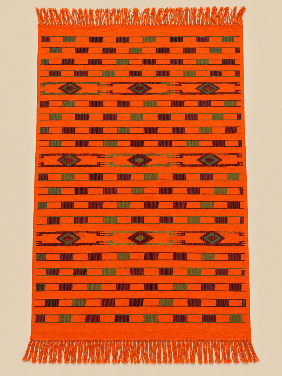 Tangerine, Block & Shuttle, laid flat to show the full length