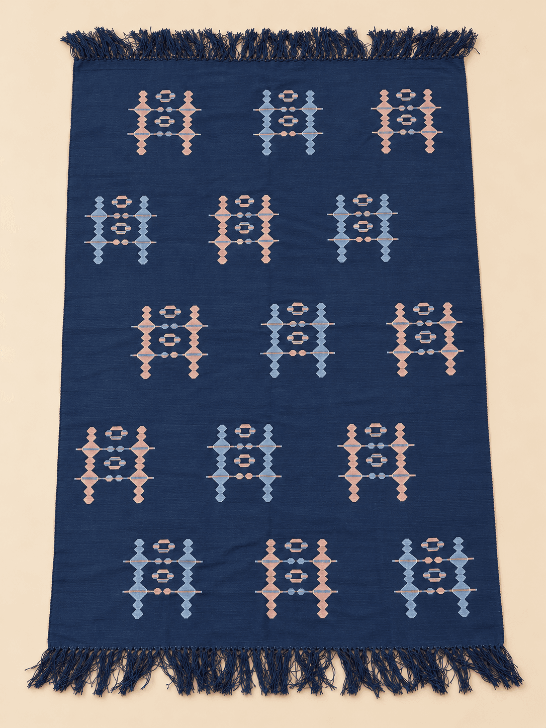 Navy, Ladder & Bead, laid flat to show the full length