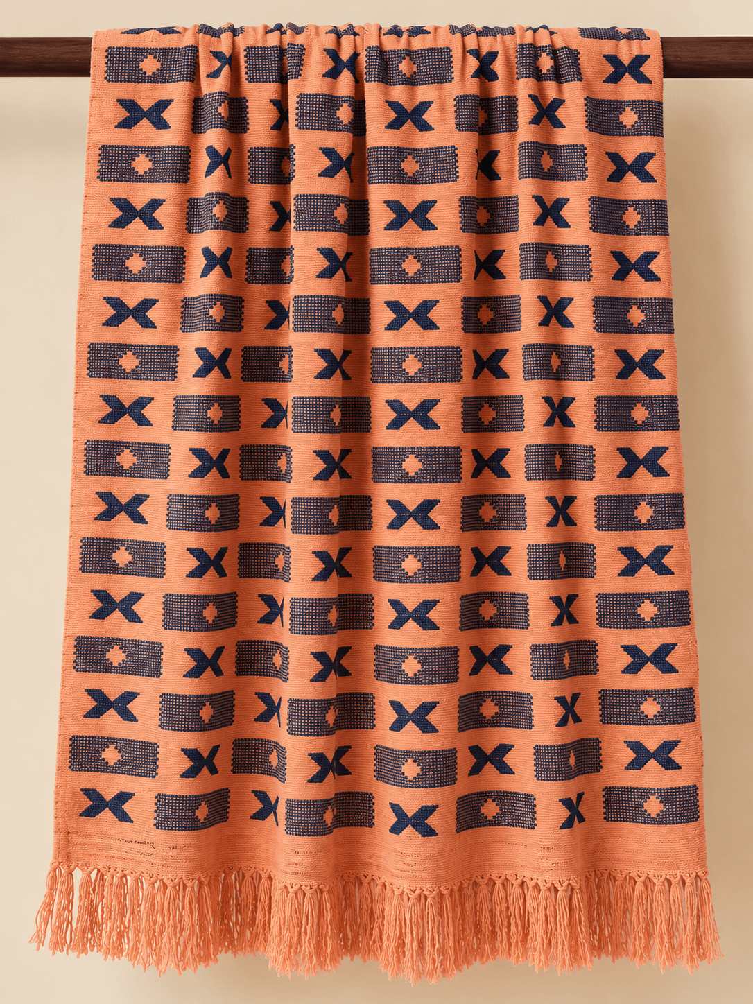 Coral, Block & Cross draped over a rail
