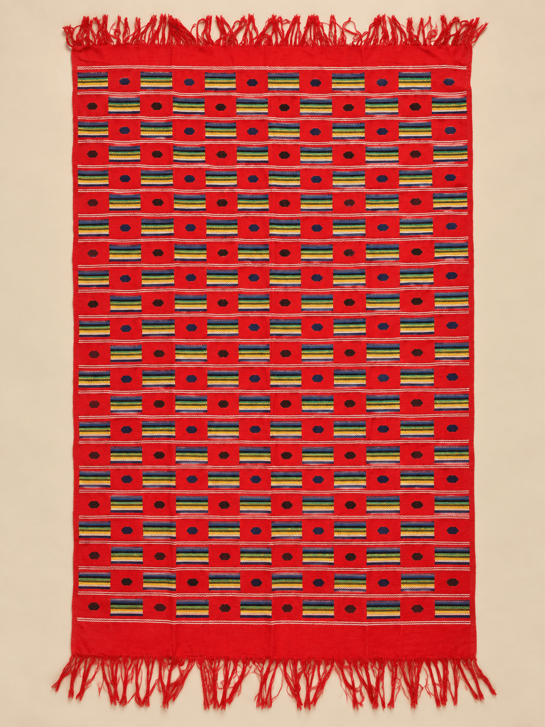 Crimson, Checker & Diamond, laid flat to show the full length