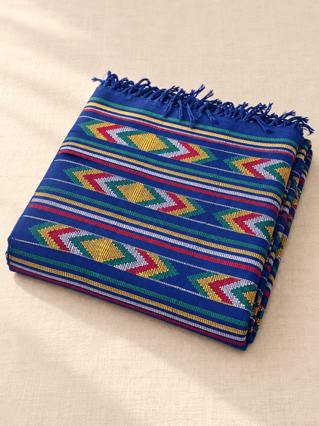 Royal Blue, Diamond & Chevron folded