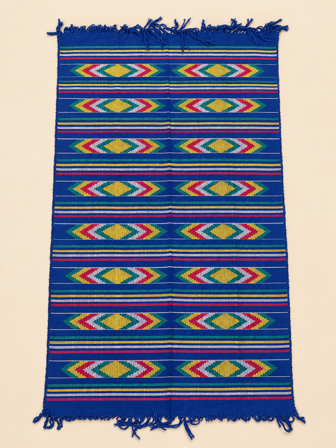 Royal Blue, Diamond & Chevron, laid flat to show the full length