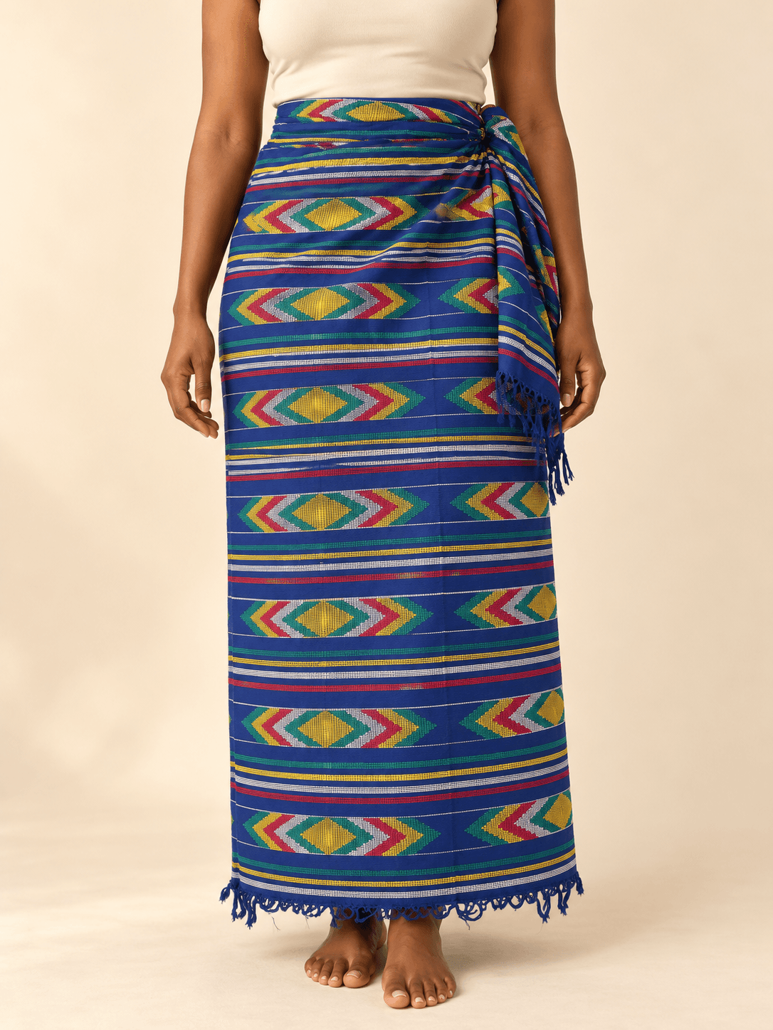 Royal Blue, Diamond & Chevron worn as a wrapper