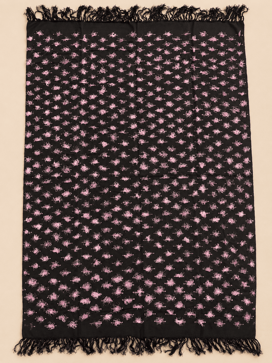 Jet, Pink Blossom, laid flat to show the full length