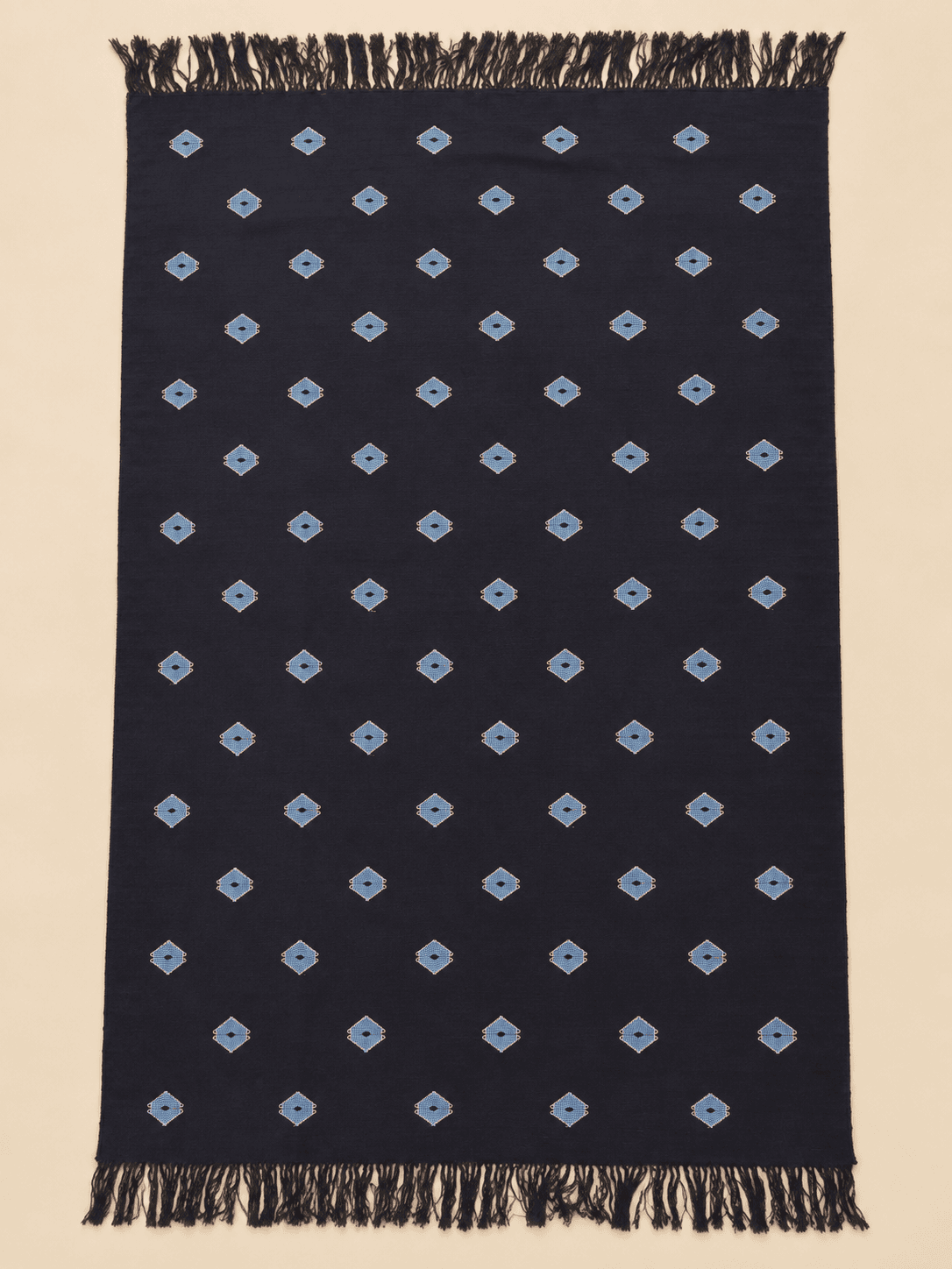 Indigo, Scattered Diamond, laid flat to show the full length