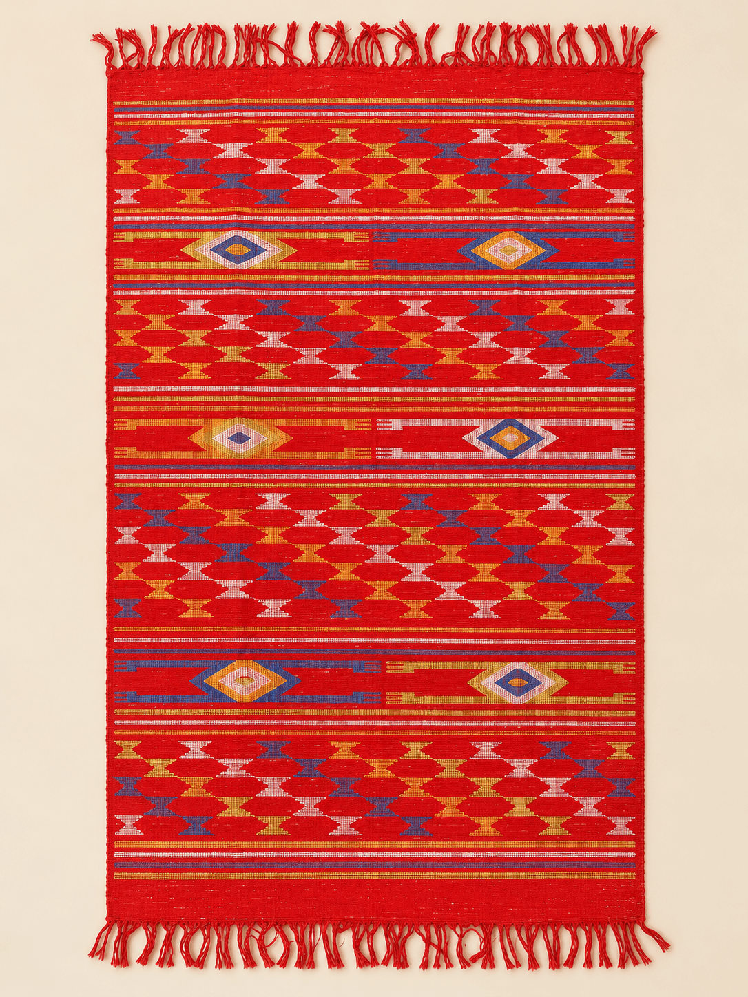 Scarlet, Hourglass & Diamond, laid flat to show the full length